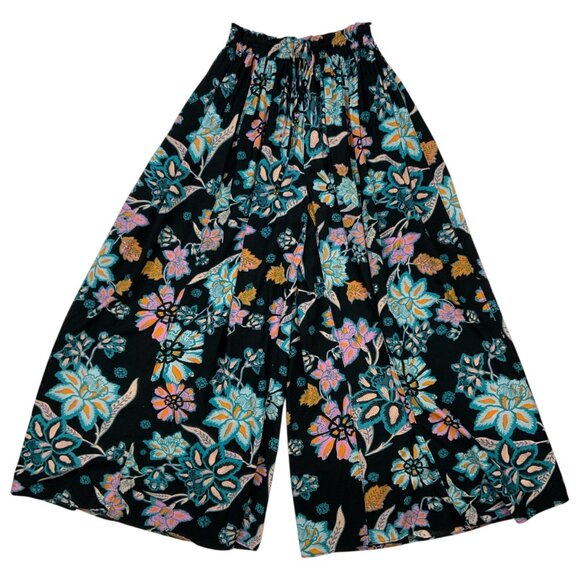 Free People Take It Easy Lounge Pant XS Twilight Combo Floral Wide Leg - Picture 2 of 13